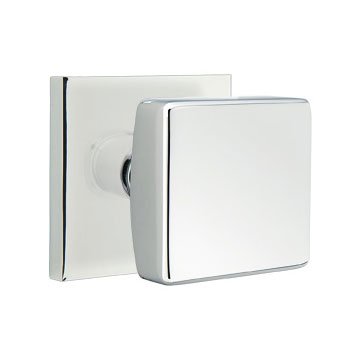 Emtek Privacy Square Door Knob And Square Rose With Concealed Screws in Polished Chrome
