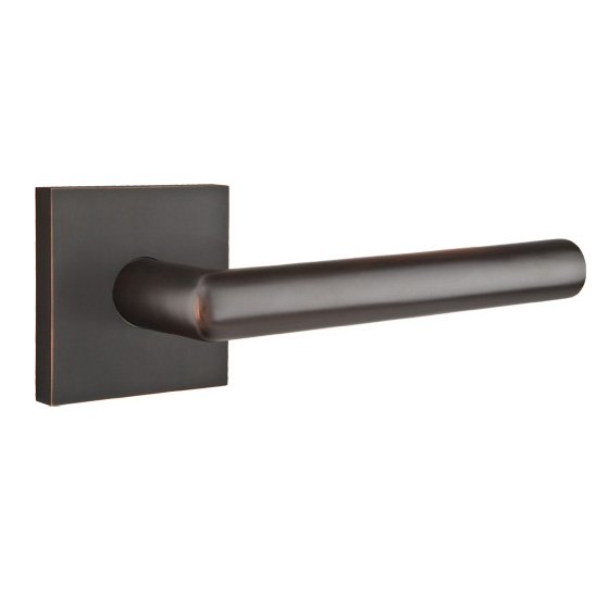 Emtek Privacy Stuttgart Right Handed Door Lever And Square Rose with Concealed Screws in Oil Rubbed Bronze