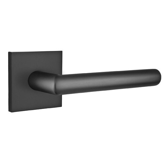 Emtek Privacy Stuttgart Right Handed Door Lever And Square Rose with Concealed Screws in Flat Black