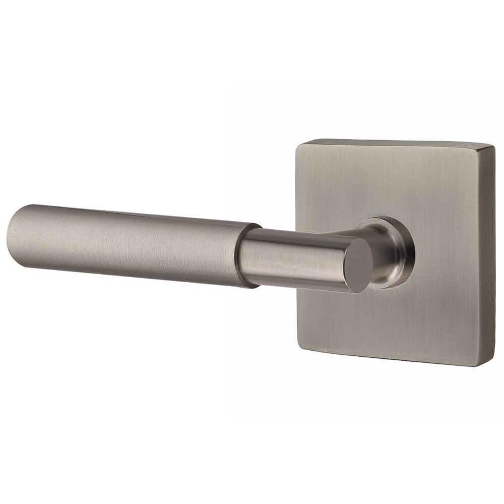 Emtek Privacy Smooth Left Hand Lever with T-Bar Stem and Concealed Square Rose in Pewter