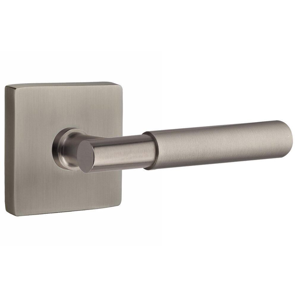 Emtek Privacy Smooth Right Handed Lever with T-Bar Stem and Square Rose in Pewter