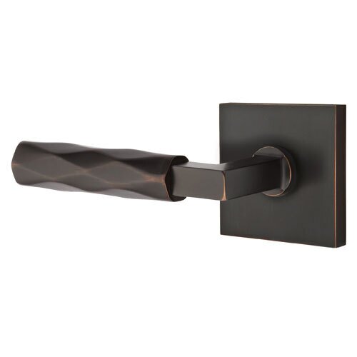 Emtek Privacy Tribeca Left Handed Lever with L-Square Stem and Square Rose in Oil Rubbed Bronze