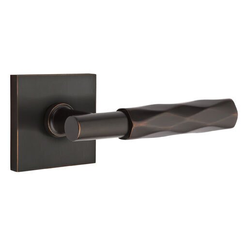 Emtek Privacy Tribeca Right Handed Lever with T-Bar Stem and Square Rose in Oil Rubbed Bronze