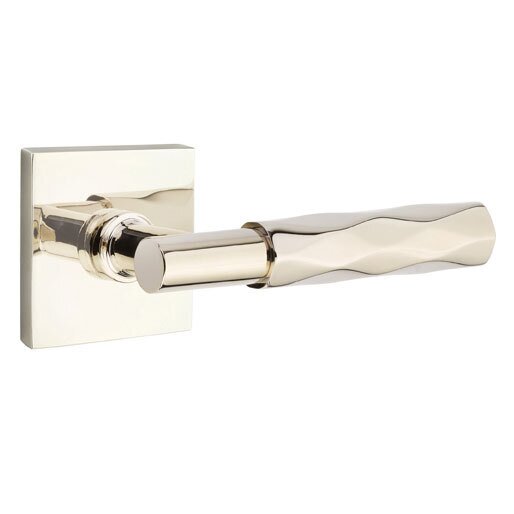 Emtek Privacy Tribeca Right Handed Lever with T-Bar Stem and Square Rose in Polished Nickel