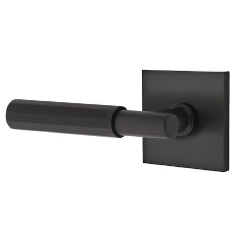 Emtek Privacy Faceted Left Handed Lever with T-Bar Stem and Square Rose in Flat Black