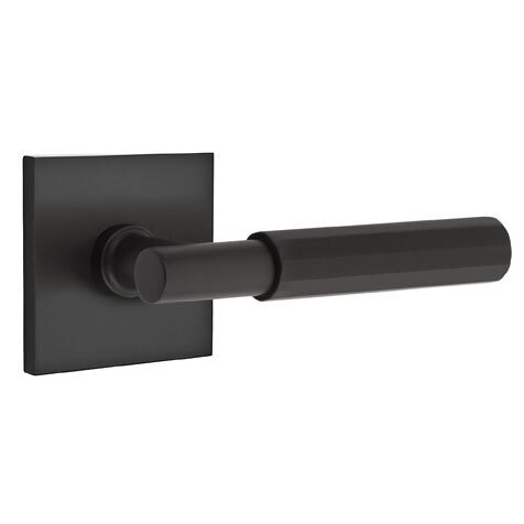 Emtek Privacy Faceted Right Handed Lever with T-Bar Stem and Square Rose in Flat Black