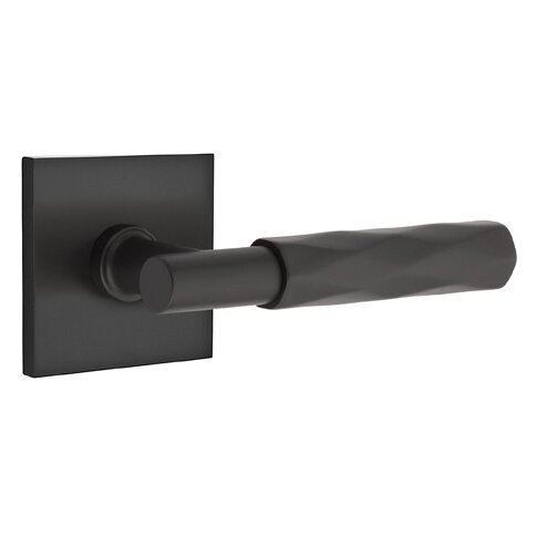 Emtek Privacy Tribeca Right Handed Lever with T-Bar Stem and Square Rose in Flat Black