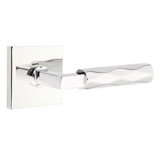 Emtek Privacy Tribeca Right Handed Lever with L-Square Stem and Square Rose in Polished Chrome