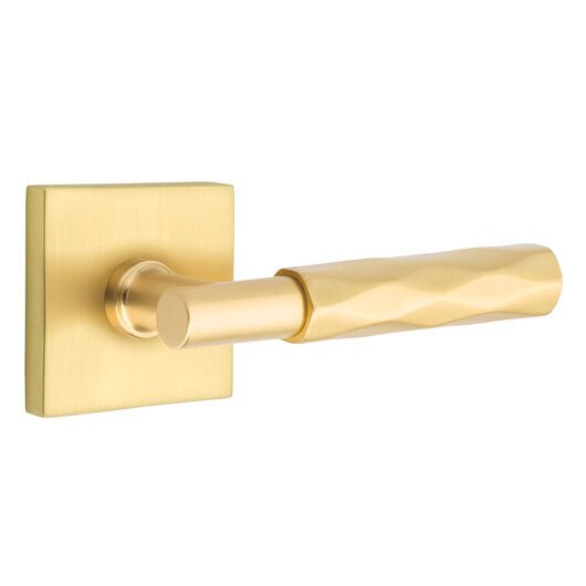 Emtek Privacy Tribeca Right Handed Lever with T-Bar Stem and Square Rose in Satin Brass