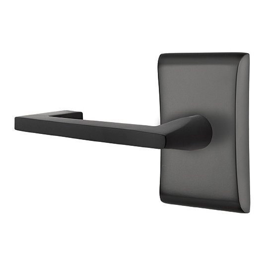 Emtek Privacy Argos Left Handed Door Lever With Neos Rose in Flat Black