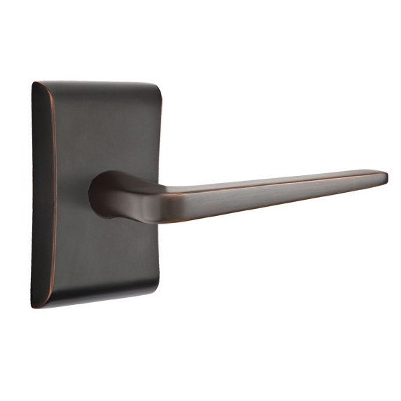 Emtek Privacy Athena Right Handed Door Lever With Neos Rose in Oil Rubbed Bronze