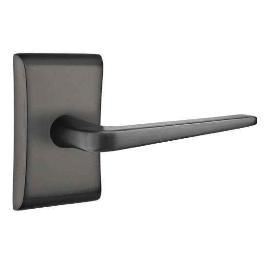 Emtek Privacy Athena Right Handed Door Lever With Neos Rose in Flat Black