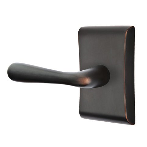 Emtek Privacy Basel Left Handed Door Lever With Neos Rose in Oil Rubbed Bronze