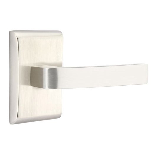Emtek Privacy Breslin Right Handed Lever with Neos Rose and Concealed Screws in Satin Nickel