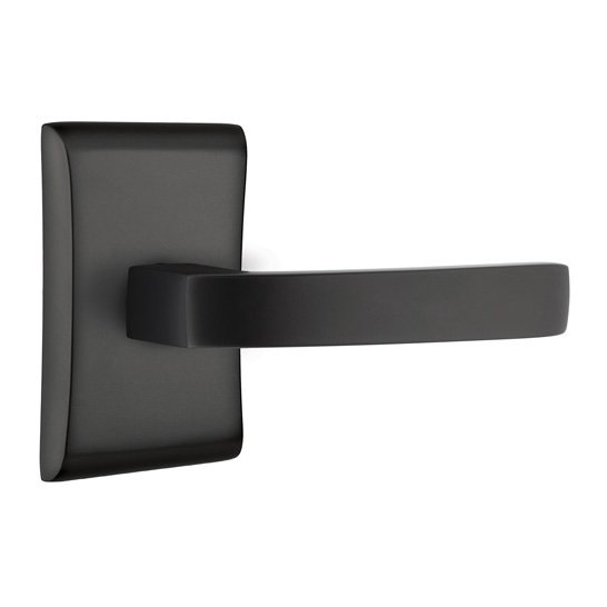 Emtek Privacy Breslin Right Handed Lever with Neos Rose and Concealed Screws in Flat Black