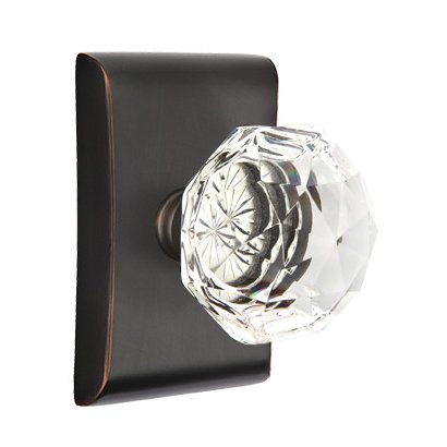 Emtek Diamond Privacy Door Knob with Neos Rose in Oil Rubbed Bronze