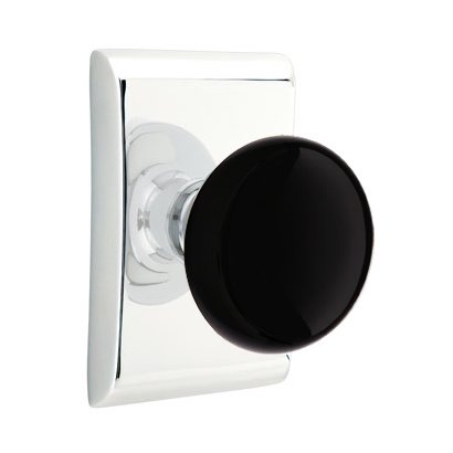 Emtek Privacy Ebony Knob And Neos Rosette With Concealed Screws in Polished Chrome