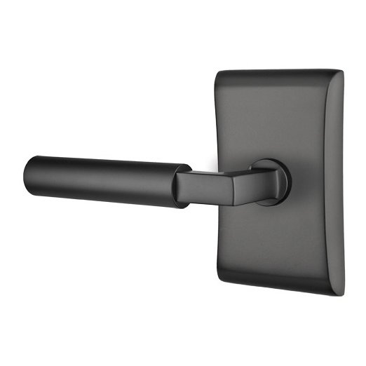 Emtek Privacy Hercules Left Handed Door Lever With Neos Rose in Flat Black