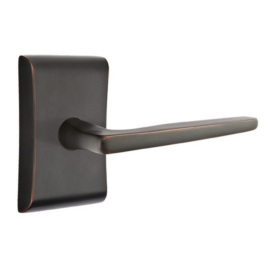 Emtek Privacy Hermes Right Handed Door Lever With Neos Rose in Oil Rubbed Bronze