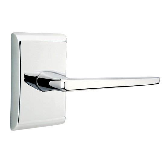 Emtek Privacy Hermes Right Handed Door Lever And Neos Rose with Concealed Screws in Polished Chrome