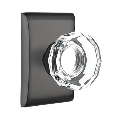 Emtek Lowell Privacy Door Knob and Neos Rose with Concealed Screws in Flat Black