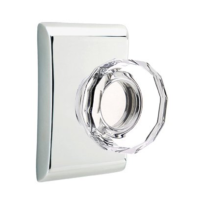 Emtek Lowell Privacy Door Knob and Neos Rose with Concealed Screws in Polished Chrome
