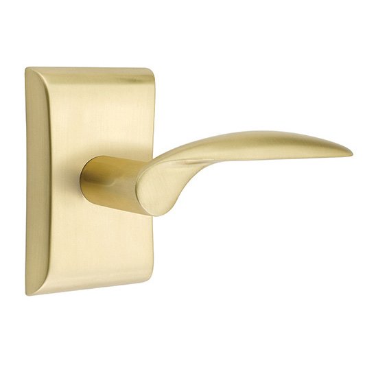 Emtek Privacy Mercury Right Handed Door Lever And Neos Rose with Concealed Screws in Satin Brass