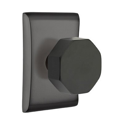 Emtek Privacy Octagon Door Knob With Neos Rose in Flat Black