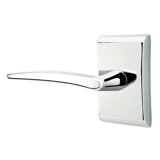 Emtek Privacy Poseidon Left Handed Door Lever With Neos Rose in Polished Chrome