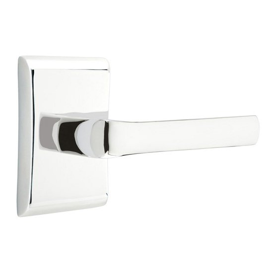Emtek Privacy Spencer Right Handed Lever with Neos Rose in Polished Chrome