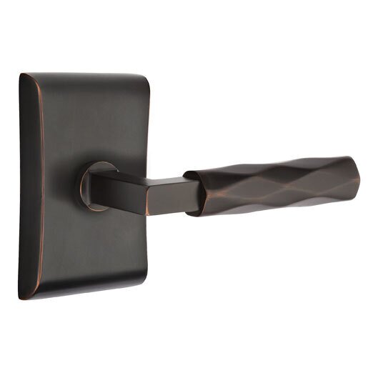 Emtek Privacy Tribeca Right Handed Lever with L-Square Stem and Neos Rose in Oil Rubbed Bronze