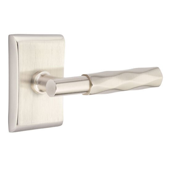 Emtek Privacy Tribeca Right Handed Lever with T-Bar Stem and Neos Rose in Satin Nickel