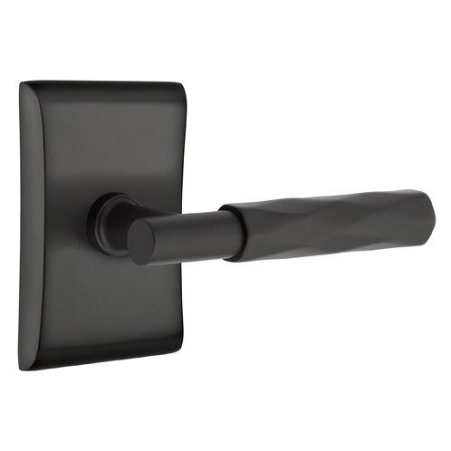 Emtek Privacy Tribeca Right Handed Lever with T-Bar Stem and Neos Rose in Flat Black