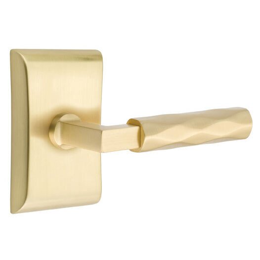 Emtek Privacy Tribeca Right Handed Lever with L-Square Stem and Neos Rose in Satin Brass