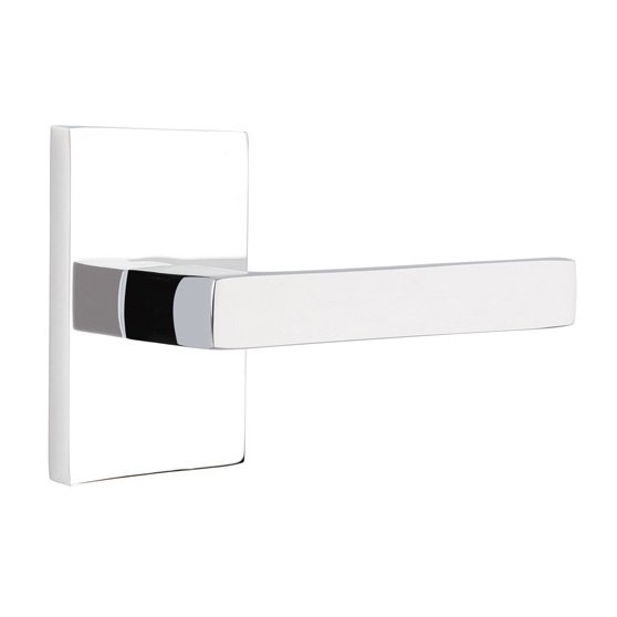 Emtek Privacy Dumont Right Handed Lever with Modern Rectangular Rose and Concealed Screws in Polished Chrome
