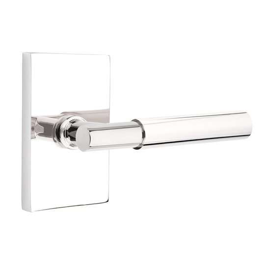 Emtek Privacy Myles Right Handed Lever with Modern Rectangular Rose in Polished Chrome