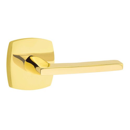 Emtek Single Dummy Helios Right Handed Lever with Urban Modern Rose in Unlacquered Brass