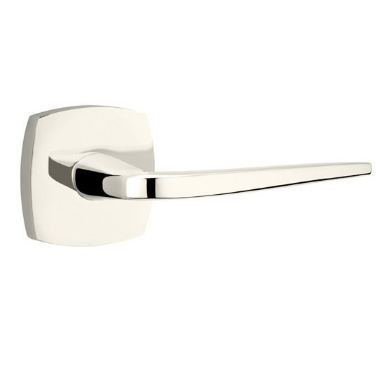 Emtek Double Dummy Athena Right Handed Lever with Urban Modern Rose in Polished Nickel