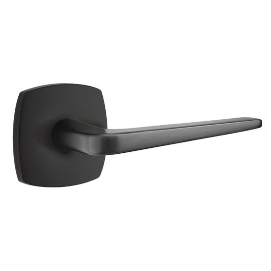 Emtek Double Dummy Athena Right Handed Lever with Urban Modern Rose in Flat Black