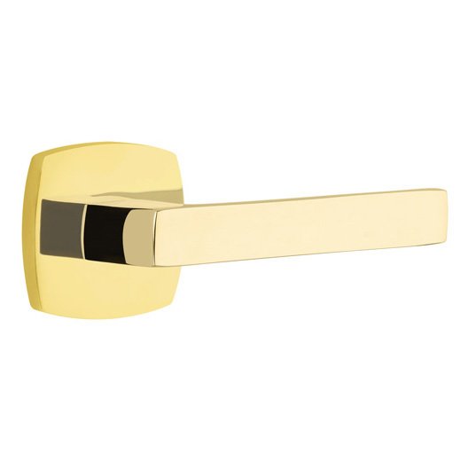 Emtek Double Dummy Dumont Right Handed Lever with Urban Modern Rose in Unlacquered Brass
