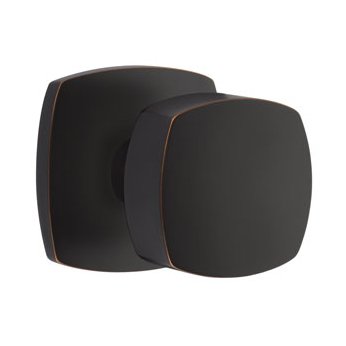 Emtek Double Dummy Freestone Square Knob with Urban Modern Rose in Oil Rubbed Bronze