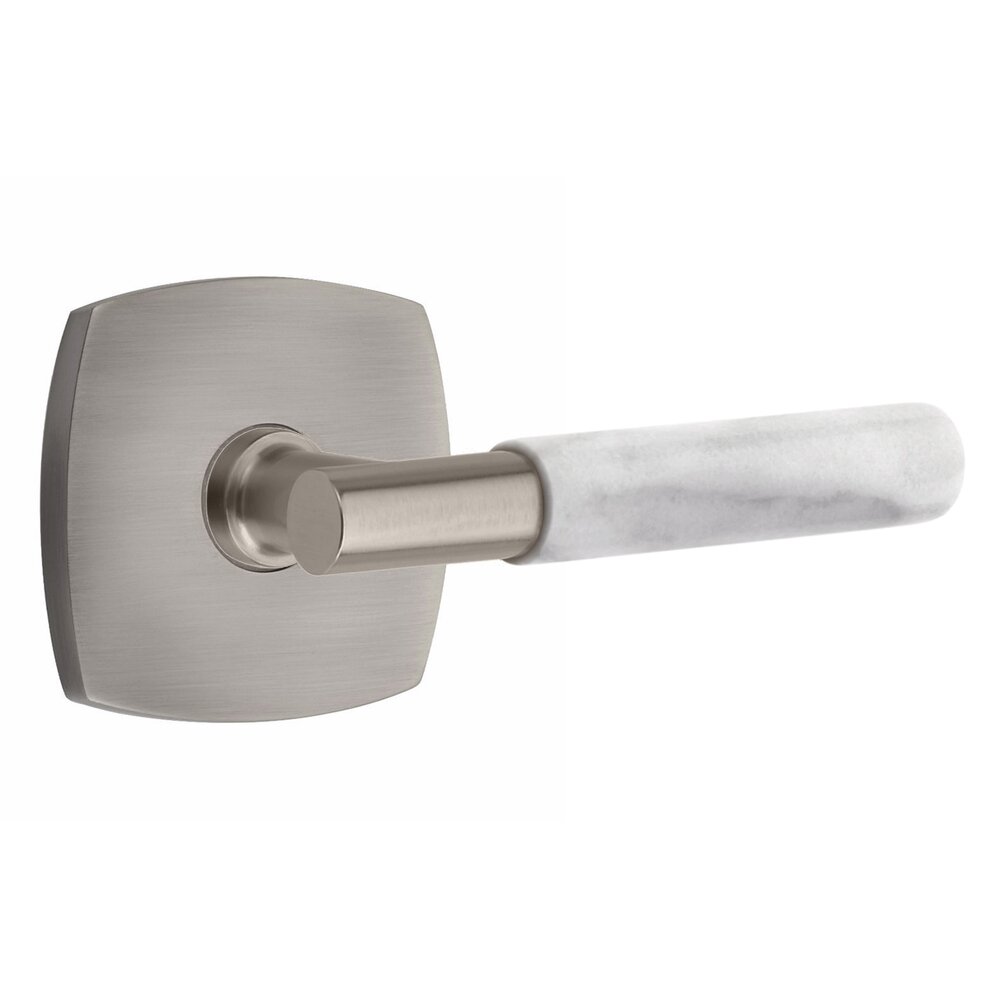 Emtek Double Dummy White Marble Right Handed Lever With T-Bar Stem And Urban Modern Rose In Pewter
