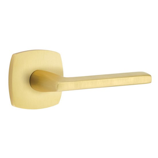 Emtek Double Dummy Helios Right Handed Lever with Urban Modern Rose in Satin Brass