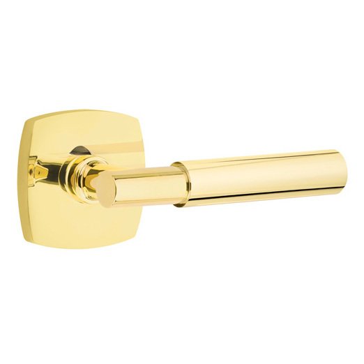 Emtek Double Dummy Myles Right Handed Lever with Urban Modern Rose in Unlacquered Brass