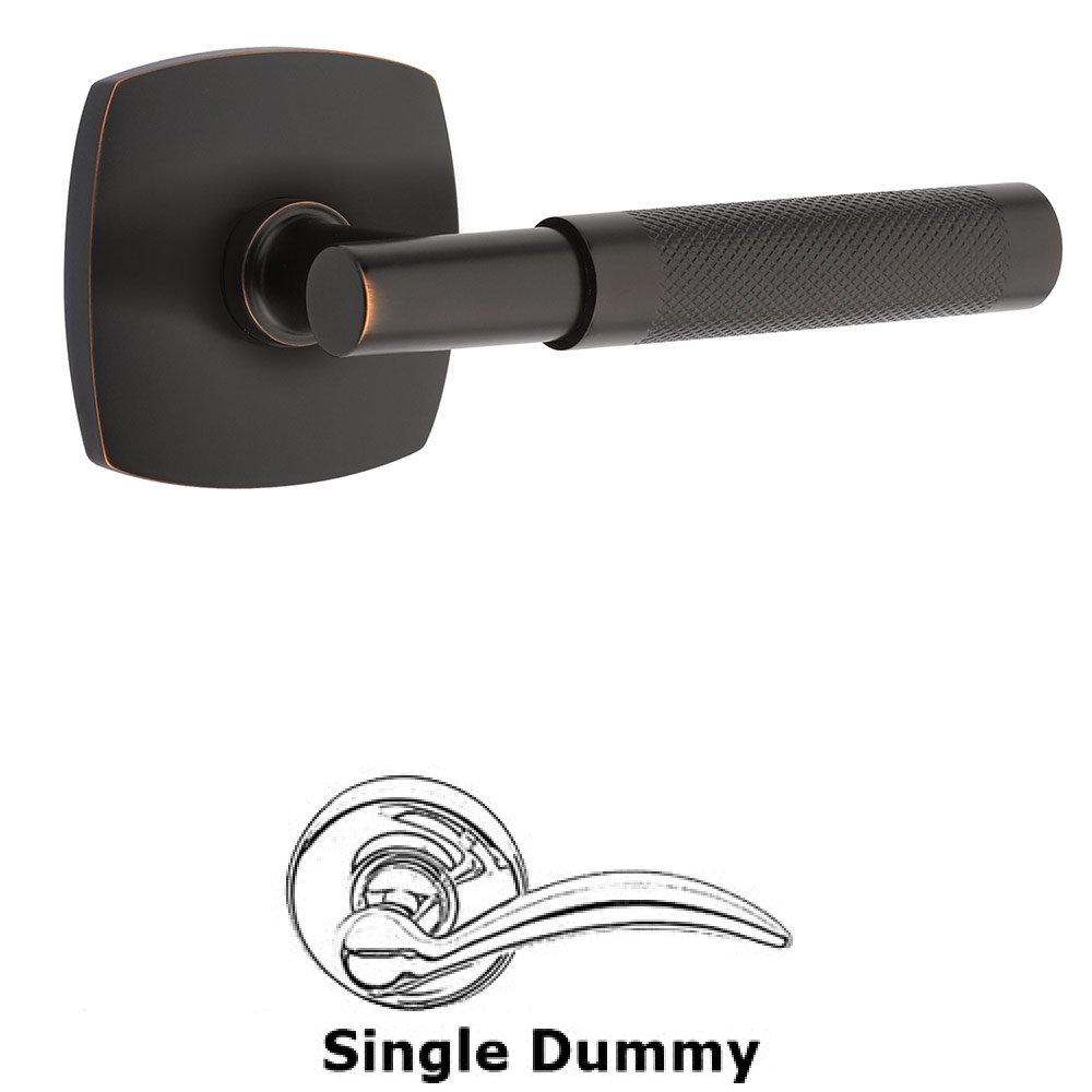Emtek Single Dummy Knurled Lever with T-Bar Stem and Urban Modern Rose in Oil Rubbed Bronze