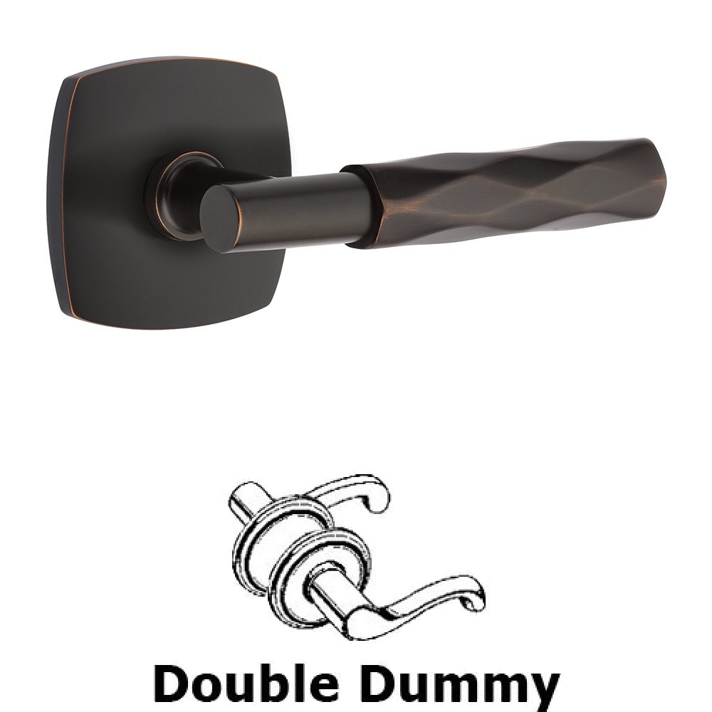 Emtek Double Dummy Tribeca Lever with T-Bar Stem and Urban Modern Rose in Oil Rubbed Bronze