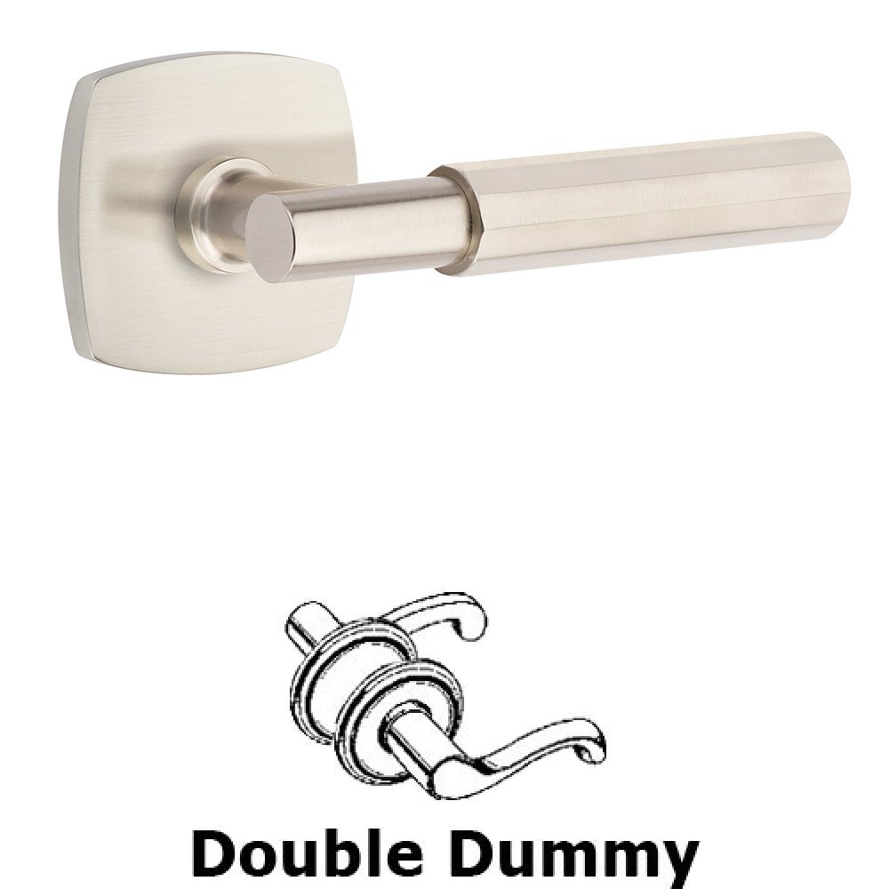 Emtek Double Dummy Faceted Lever with T-Bar Stem and Urban Modern Rose in Satin Nickel