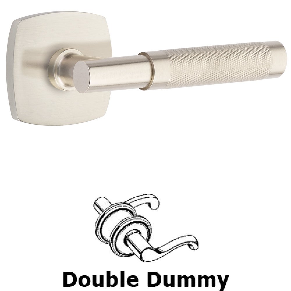 Emtek Double Dummy Knurled Lever with T-Bar Stem and Urban Modern Rose in Satin Nickel