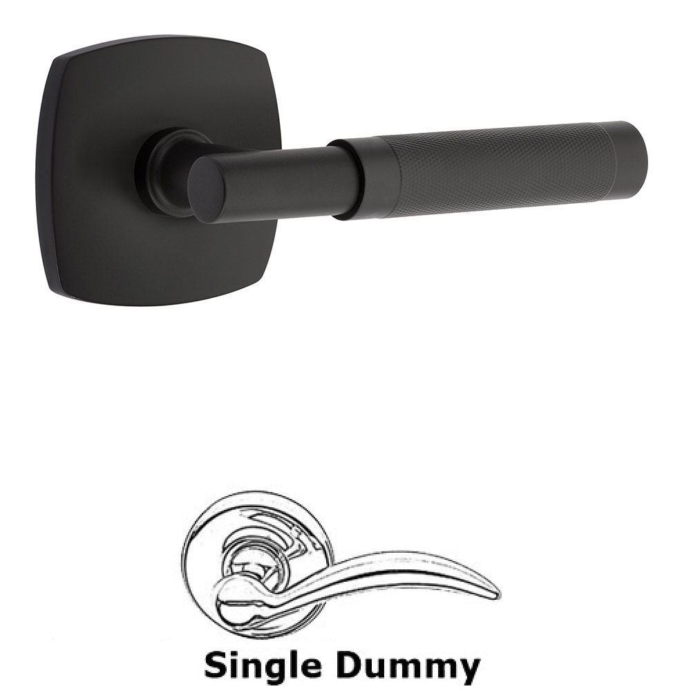 Emtek Single Dummy Knurled Lever with T-Bar Stem and Urban Modern Rose in Flat Black