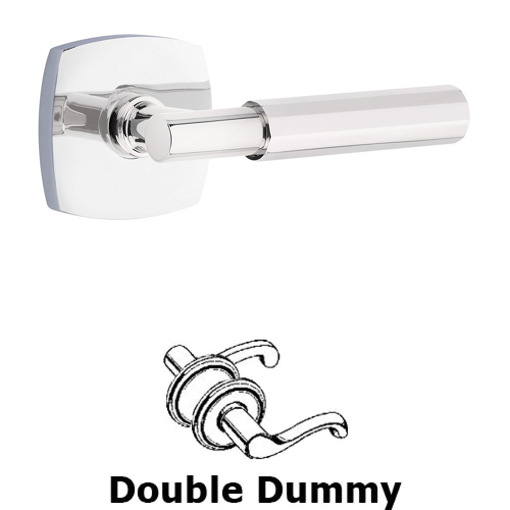 Emtek Double Dummy Faceted Lever with T-Bar Stem and Urban Modern Rose in Polished Chrome